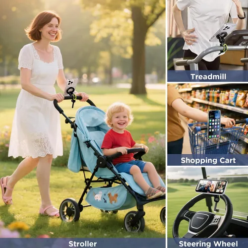 Vista 7 de OUTXE Soporte magnético de teléfono para cochecito, soporte de teléfono ajustable con Magsafe para carrito de compras, manillar de bicicleta