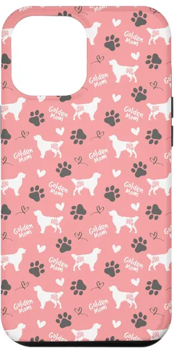 Vista 26 de Golden Retriever - Carcasa para iPhone 17, diseño de mamá y perro, diseño floral, color rosa