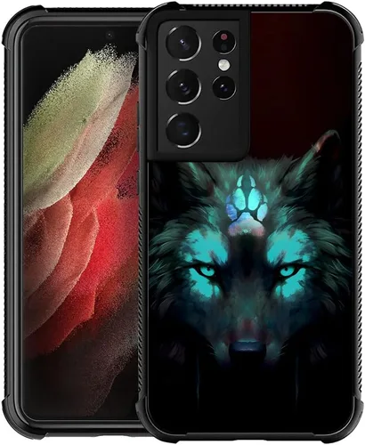Vista 21 de CARLOCA Funda compatible con Samsung Galaxy S23 Plus, diseño gráfico de identidad negro espiritual lobo, a prueba de golpes, antiarañazos