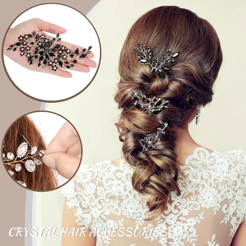 Vista 6 de Accesorios para el cabello de la boda, pieza nupcial, tocado para la novia, peine de novia (Negro)