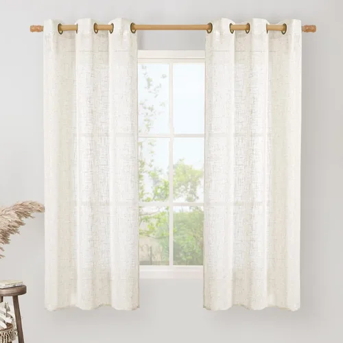 Vista 44 de LAMIT Cortinas de lino marrón caramelo para sala de estar, 84 pulgadas, de lino sintético, texturizado, filtrante de luz, paneles de privacidad