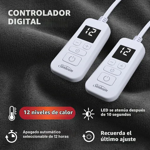 Vista 3 de [Usado] Sunbeam Electric Royal Luxe - Manta térmica de microfelpa de sherpa inversa, 12 ajustes de calor, apagado automático seleccionable de 12