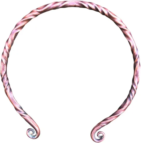 Vista 16 de NauticalMart Collar medieval de hierro tradicional celta torque torque, torque forjado a mano, torc nórdico medieval, cuello auténtico y anillo