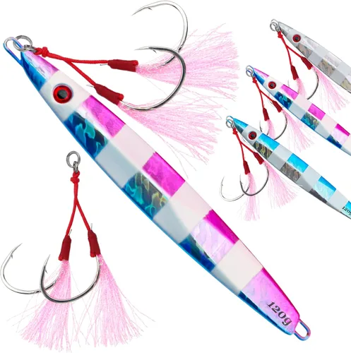 Vista 14 de Plantillas de pesca verticales de agua salada, cuchara de jigging vertical, señuelos de atún de pesca, señuelos artificiales de pesca para atún