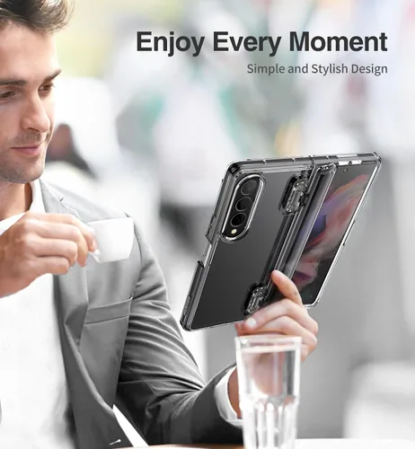 Vista 5 de SURITCH Funda transparente para Samsung Galaxy Z Fold 3, [protección de bisagra] protección de cuerpo completo a prueba de golpes resistente