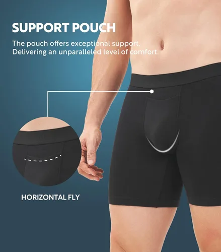 Vista 4 de DAVID ARCHY - Calzoncillos para hombre, estilo boxer briefs de algodón, con bolsa, ultra absorbentes, transpirables, suaves, con bragueta