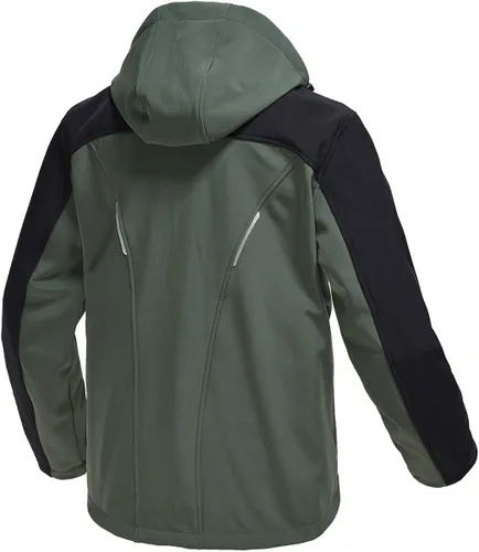 Vista 2 de Gopune Chaqueta de senderismo Softshell para hombre con forro polar impermeable ligera con capucha