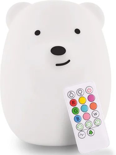 Vista 3 de Lumipets Luz nocturna de animales para niños, luz de silicona para bebés y niños pequeños, luz nocturna blanda para habitación de niños, luces