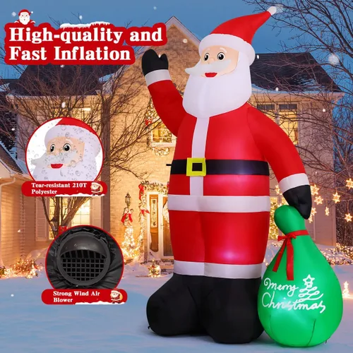 Vista 3 de GOOSH 3.14 m San Nicolás inflable de Navidad con movimiento, decoración de Santa Claus de Navidad al aire libre con bolsa de regalo y mano animada