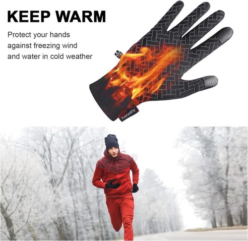Vista 2 de Guantes de invierno para hombres y mujeres, pantalla táctil térmica, resistentes al agua, resistentes al viento, antideslizantes, calefactados