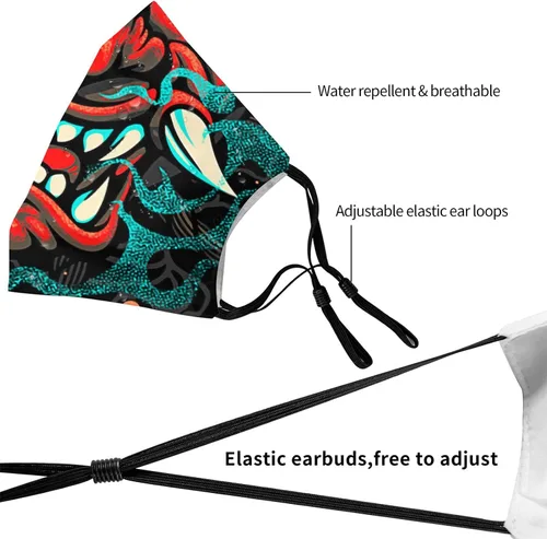 Vista 6 de 6 máscaras de moda lavables con aretes ajustables, bandana reutilizable, pasamontañas, universal para hombres y mujeres
