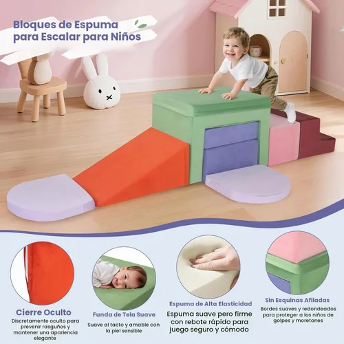 Vista 4 de Lischwert Bloques de Espuma para Escalar para Niños Pequeños de 1-3 años, Juego Suave con Juguetes de Exploración para Gatear, Bloques Seguros