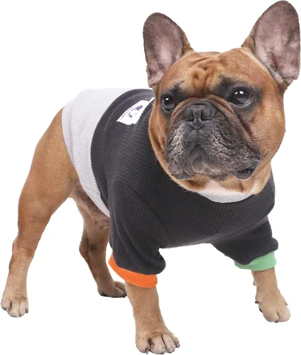 Vista 12 de iChoue - Ropa para mascotas, suéter de cuello alto de invierno para perros con cuello tortuga para Bulldog inglés, Boston Terrier, abrigo de pana