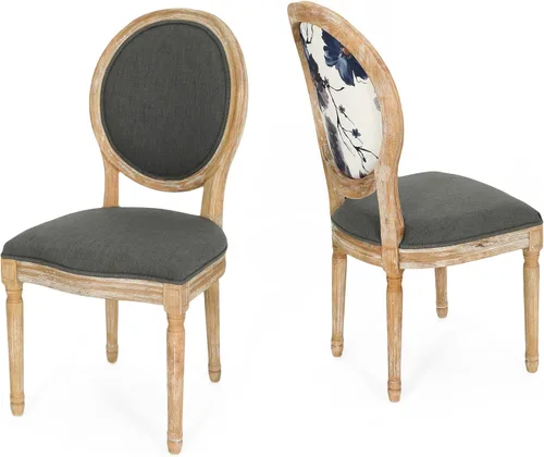 Vista 25 de Christopher Knight Home - Juego de sillas para comedor, modelo Phinnaeus, juego de 4, madera, rayas azul oscuro + beige claro + natural