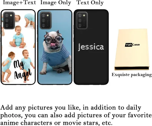 Vista 2 de Funda de teléfono personalizada para Samsung Galaxy A03, funda protectora de TPU suave contra arañazos, color negro