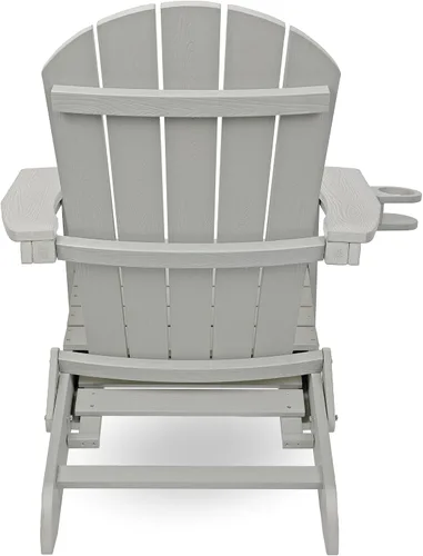 Vista 7 de Alpine Corporation Silla plegable Adirondack para exteriores de 38 pulgadas de alto con portavasos y otomana, diseño ergonómico clásico, muebles