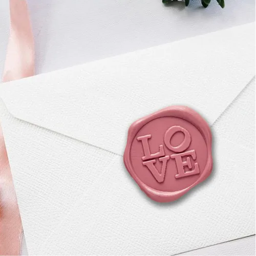 Vista 7 de Love - Calcomanías adhesivas para sellar cera, 25 unidades, prefabricadas con cera de sellado real (rosa rubor)