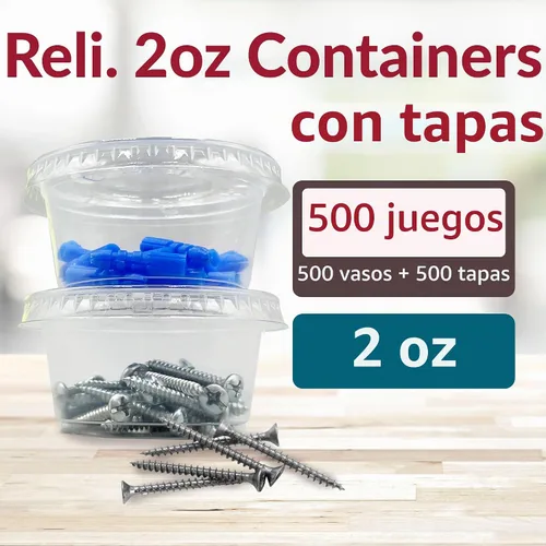Vista 2 de Reli. Recipientes pequeños de 2 oz con tapas 500 juegos Vasos de plástico