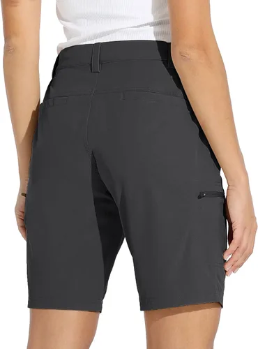 Vista 2 de Willit - shorts de senderismo para mujer, de 10 pulgadas, elásticos, para golf, activos, de secado rápido, pantalones cortos de verano