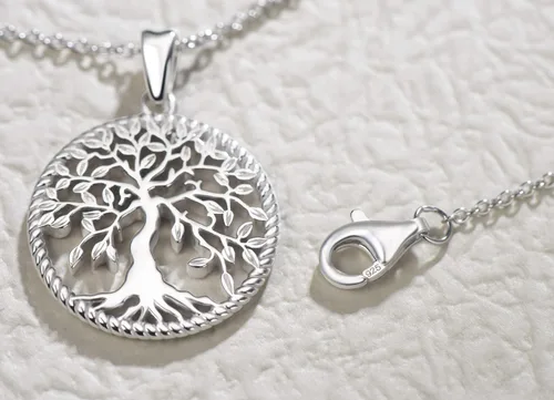Vista 5 de AGVANA Collar con colgante de árbol de la vida de plata de ley 925 para mujer, joyería delicada, collar de árbol familiar, regalo de aniversario
