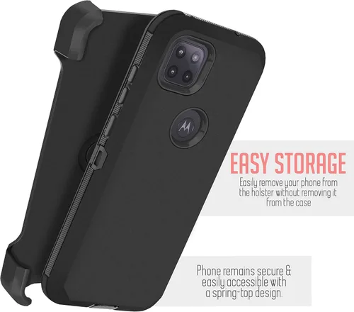 Vista 3 de Jackpot inalámbrico compatible para Motorola One 5G ACE Moto G 5G con clip de cinturón giratorio, protector de pantalla integrado, protección