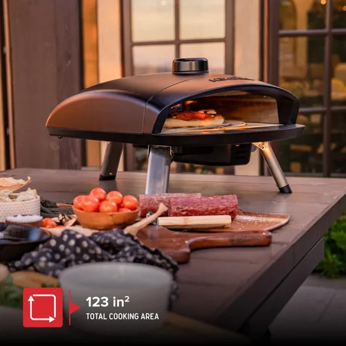 Vista 5 de Nexgrill Ora Horno de pizza de propano de mesa de 12 pulgadas, marco de aluminio fundido, 14,000BTU, olla portátil de pizza a gas con patas