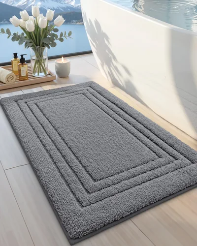 Vista 16 de DEXI Tapetes de baño, 32 x 20 pulgadas, antideslizantes, lavables, absorbentes, de secado rápido, para ducha y fregadero, color beige