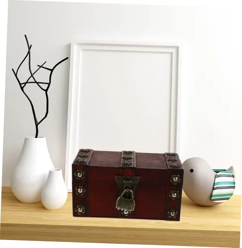 Vista 8 de EXCEART 2 Pcs Vintage Wooden Storage Box Wood Treasure Chest Kids Storage Bins Trinket Keepsake Chest Vintage Jewelry Small Handcrafted Wooden