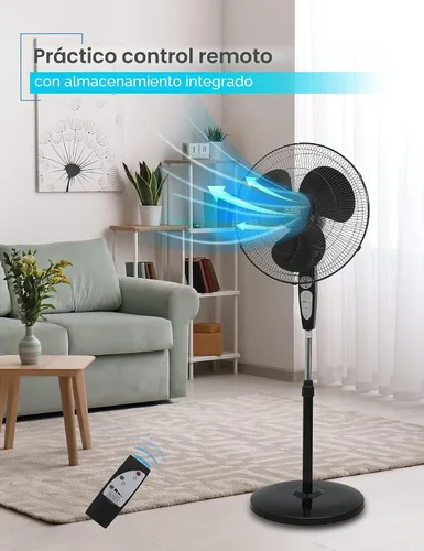 Vista 2 de BLACK+DECKER Ventilador de pie de 18 pulgadas con base de pedestal, ventilador de pedestal ajustable en altura con control remoto y panel de control