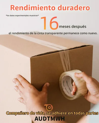 Vista 2 de AUDTMWH Cinta de embalaje con dispensador, 1.88" x 48 yardas, 2 rollos con 1 dispensador