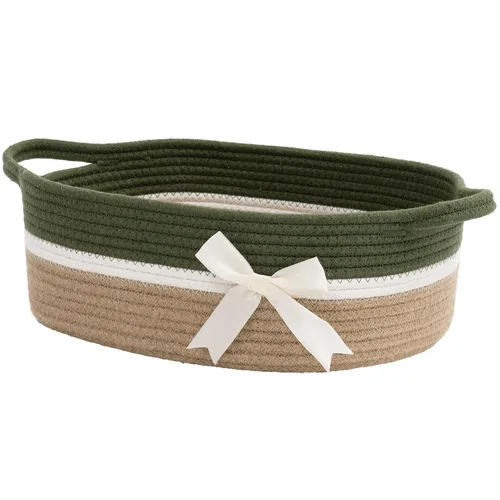 Vista 16 de CHICVITA Cesta de almacenamiento para regalos, bonitas cestas de cuerda de algodón para guardería, pequeña cesta de regalo con asas, cestas tejidas