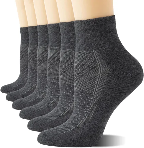 Vista 8 de CS CELERSPORT 6 pares de calcetines tobilleros para correr para mujer, calcetines deportivos acolchados 6 Pair negro