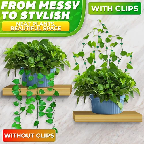Vista 7 de 60 clips de pared para plantas, 72 calcomanías adhesivas acrílicas, vid, planta trepadora, soportes, accesorios para plantas
