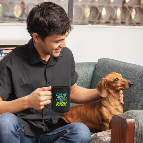 Vista 2 de Victory Day Gift Idea Great Risk for Great Reward 11oz 15oz Black Coffee Mug