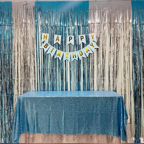 Vista 60 de Mantel de lentejuelas color azul bebé de 50" Cubierta de mesa con purpurina redonda color azul claro de lentejuelas metálicas Sobremanteles de mesa