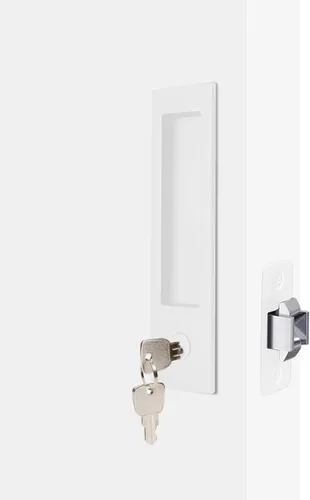 Vista 10 de Dontay Manija de puerta de bolsillo, moderna función de entrada rectangular con llave, pestillo de tracción (dormitorio/baño), herrajes para puerta