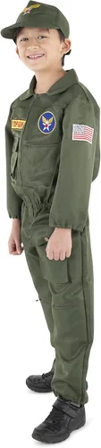 Vista 3 de Dress Up America Top Gun - Disfraz de piloto de combate de la Fuerza Aérea - Disfraz de piloto de combate de la Segunda Guerra Mundial para niños