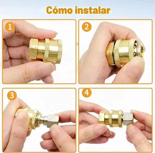 Vista 5 de Juego de 8 adaptadores NPT de acero inoxidable macho y hembra de 3/8 pulgadas, accesorios de conexión rápida (banda de rodadura interna), 5000 PSI