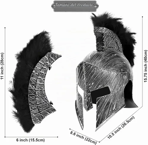 Vista 2 de Servllcell Casco medieval de caballero romano, casco de gladiador espartano griego de plástico, accesorios de disfraz medieval, sombrero de Halloween