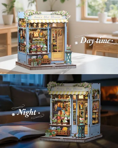 Vista 5 de CUTEBEE - Kit de rincón de libros - Kit de casa de muñecas en miniatura DIY para adultos, decoración de estantería de casa pequeña Booknook