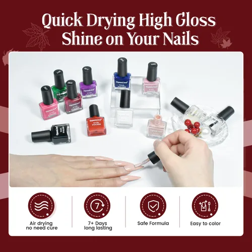 Vista 4 de OpenLive Juego de 12 esmaltes de uñas con combinación de 10 colores, 2 capas base y superior, esmalte de uñas de secado rápido de larga duración