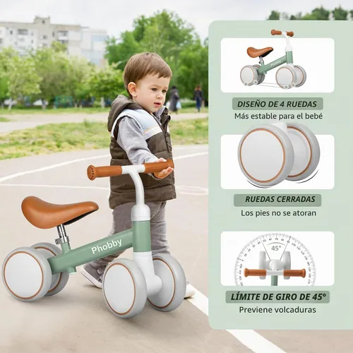 Vista 2 de Phobby Baby Balance Bike Ride Toy para 1 2 años de edad, asiento ajustable