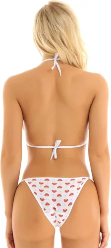 Vista 4 de QinCiao - Conjunto de lencería japonesa con estampado de fresa para mujer