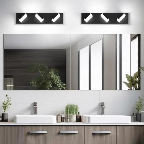 Vista 5 de Aipsun Moderna lámpara LED de tocador de baño con 3 luces, luz blanca de 6000 K sobre espejo