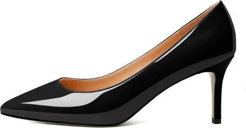 Vista 2 de YODEKS Zapatos de vestir clásicos de tacón bajo y medio para mujer con punta puntiaguda