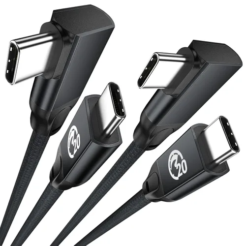 Vista 14 de UseBean Cable USB C de 90 Grados 0.5 Pies, 6 Pulgadas Corto USBC a USBC 3.2 Gen2 20Gbps Cable de Ángulo Recto, Video 4K Carga 100W, Cable Cargador