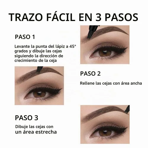 Vista 5 de Lápiz de cejas Microblading con 4 puntas de tenedor, crea maquillaje duradero, cubierta de lápiz de cejas natural profesional, áreas dispersas