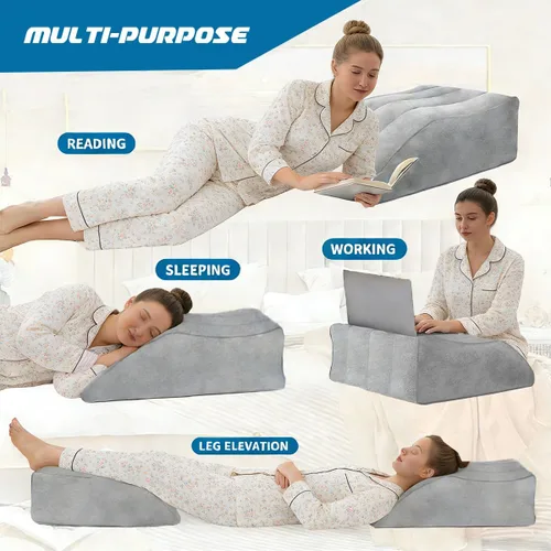 Vista 3 de Almohadas de elevación de piernas para después de la cirugía, almohada inflable de cuña de elevación de piernas para dormir, almohada portátil