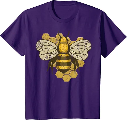 Vista 8 de Retro Beekeeper Beekeeper Honey Bumblebee Vintage Saves Bees T-Shirt Asphalt Grey