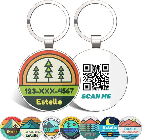 Vista 14 de Etiqueta de perro con código QR, etiquetas de identificación para mascotas, etiquetas de perro personalizadas para mascotas, etiquetas